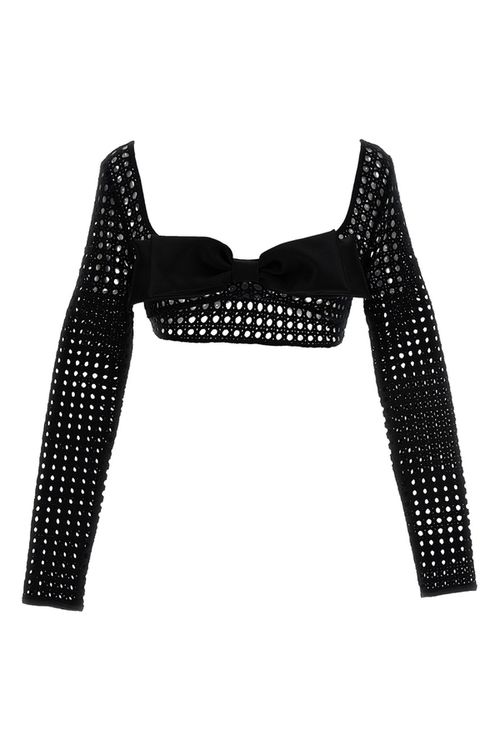 Cropped Macramé Bow Top