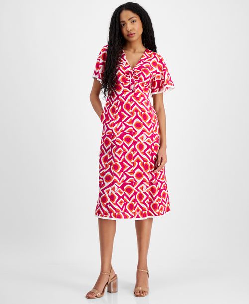 Petite Printed Midi Dress - Wild Berry