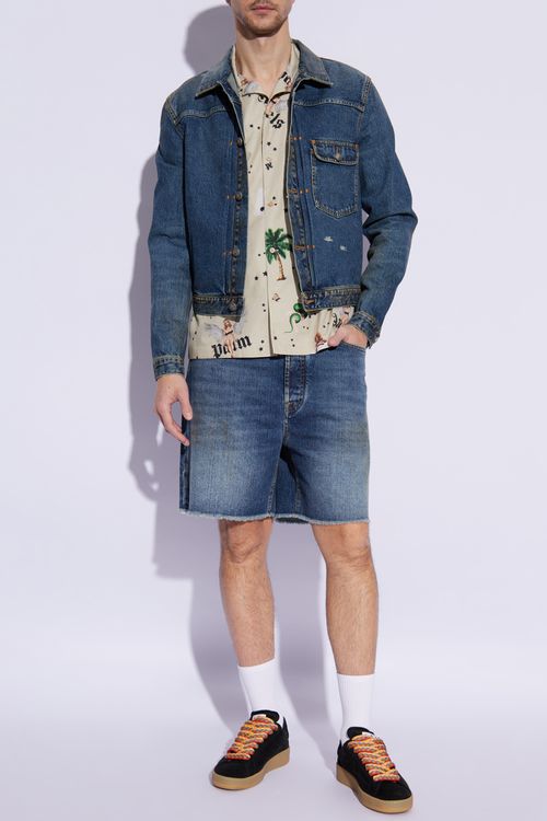Denim Shorts With Vintage Effect, Men's, Blue