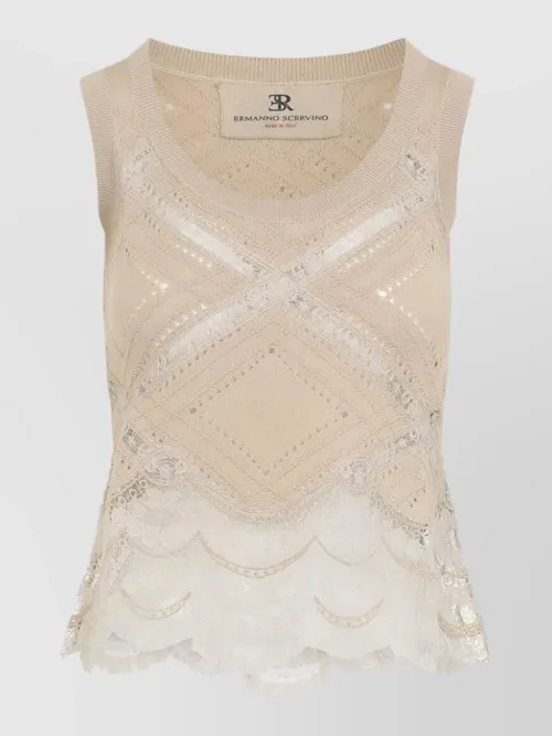 Ermanno Scervino - sleeveless knit top lace insert