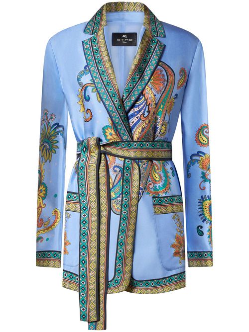 Silk twill blazer - Blue