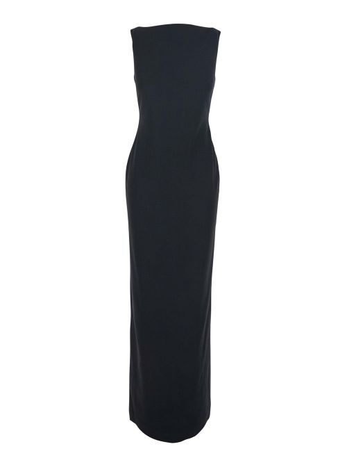 Square Neckline with Cut-Out Back Dress — Black