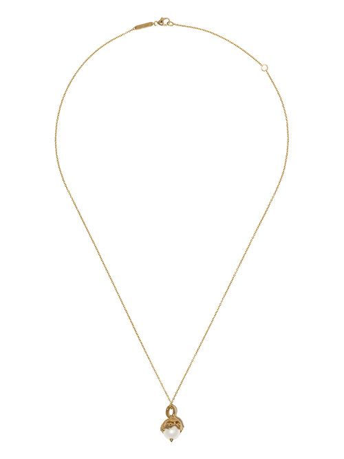 18kt yellow gold Gemini Astro Ball pearl pendant necklace