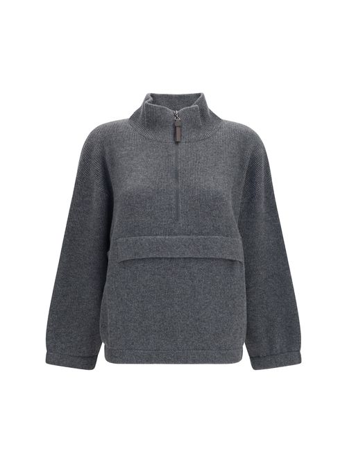 Cashmere Half-Zip Sweater — Gray