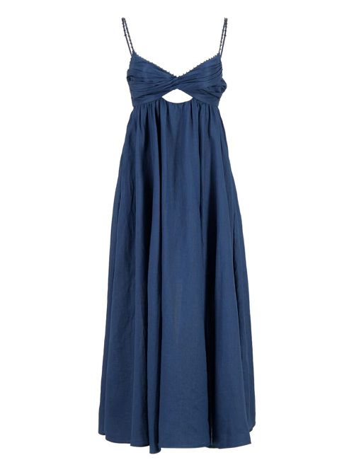 Organic linen maxi dress - Blue