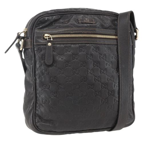 Gucci Front Zip Messenger Guccissima Leather Brown Leather Shoulder Bag Bag Pre-Owned