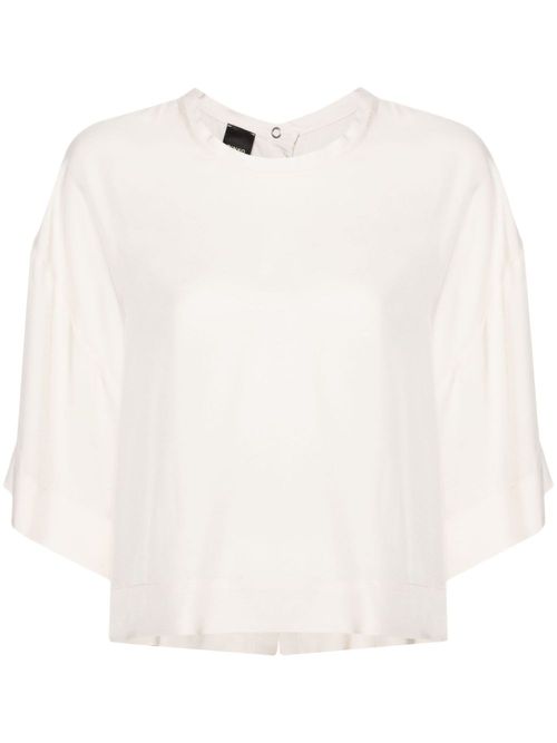 Boat-neck short-sleeve blouse - White