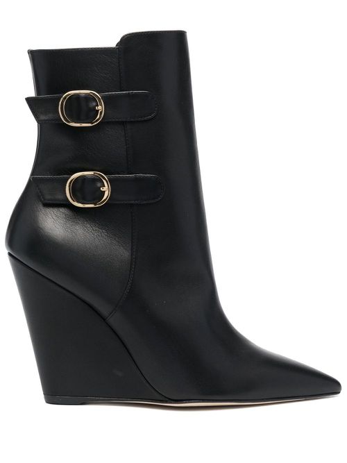 135mm pointed leather boots - Black