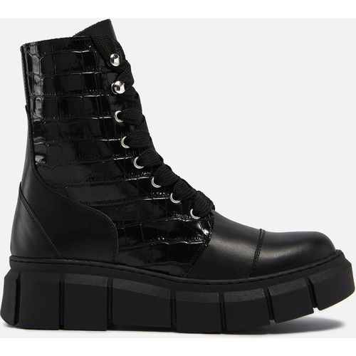 ALOHAS Can Can Croc-Effect and Smooth Leather Boots - UK 3.5
