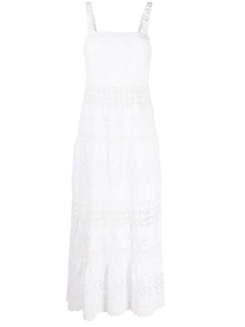 Alora embroidered midi dress - White