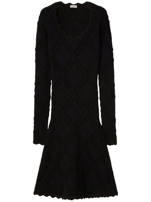 Aran long-sleeve knitted dress - Black