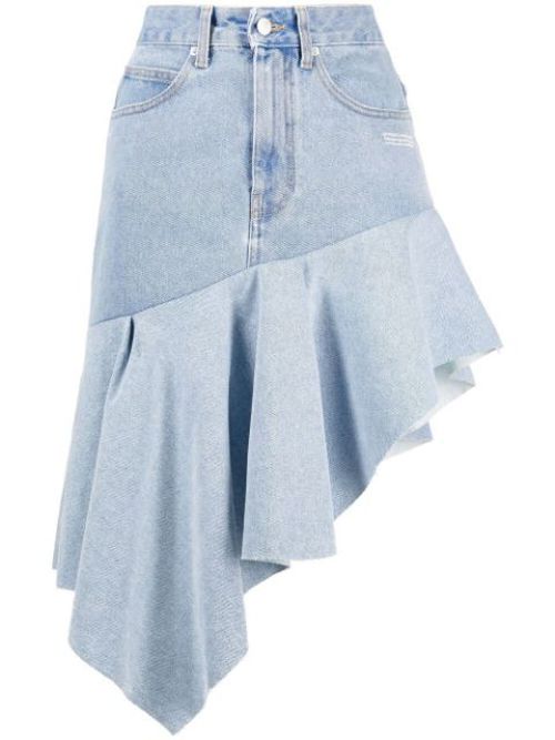 Off-white asymmetric ruffle denim skirt OWYF010S21DEN0024500