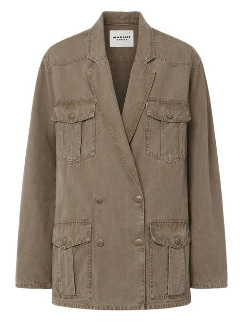 Nevala Double-breasted Cotton and Linen-blend Twill Jacket