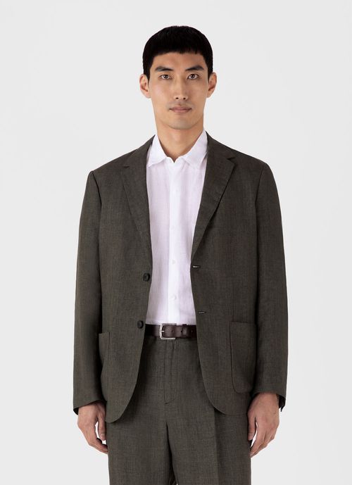 Men's Linen Blazer in Hunter Green