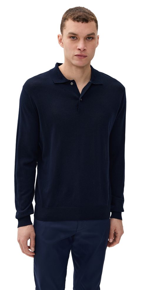 Greyson Saratoga Merino Long Sleeve Polo Sweater MALTESE BLUE