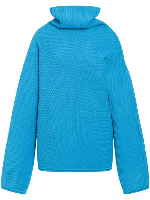 High-neck ribbed jumper - Blue