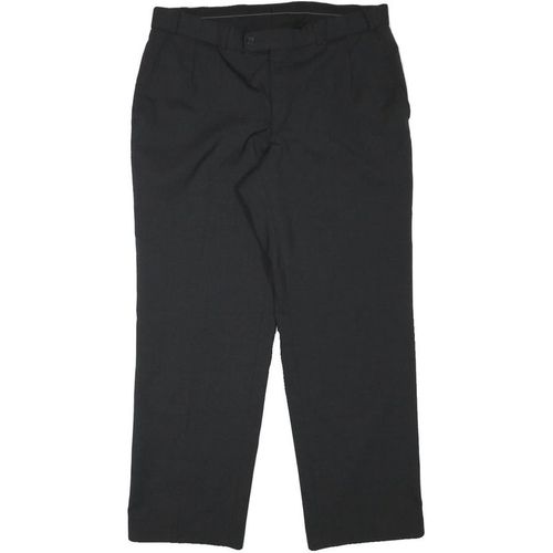 HAGMAN Mens Wool Blend Black Regular Fit Straight Leg Trousers W34 L28 Smart