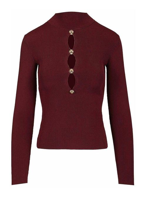 Long-Sleeved Knitted Top With Keyhole