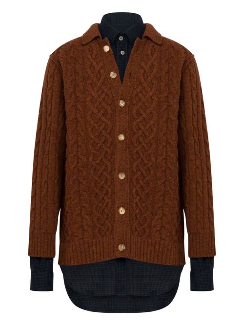 Cable-knit cardigan - Brown