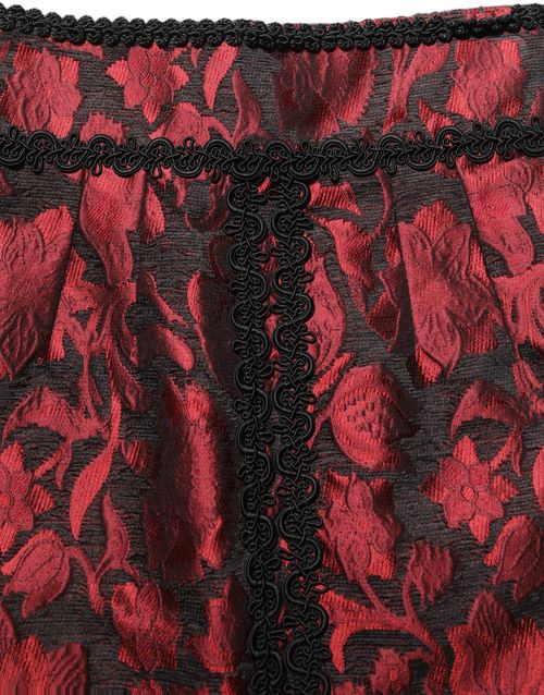 Floral Jacquard Lace-Trim Skirt — Red
