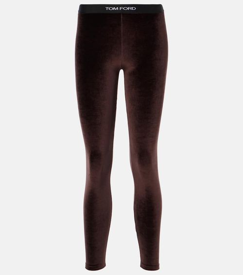 Logo velour leggings