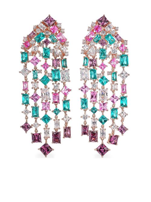 18kt rose gold Cascade tourmaline and diamond earrings - Blue