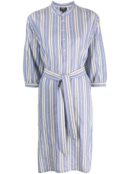 Striped cotton shirt dress - Blue