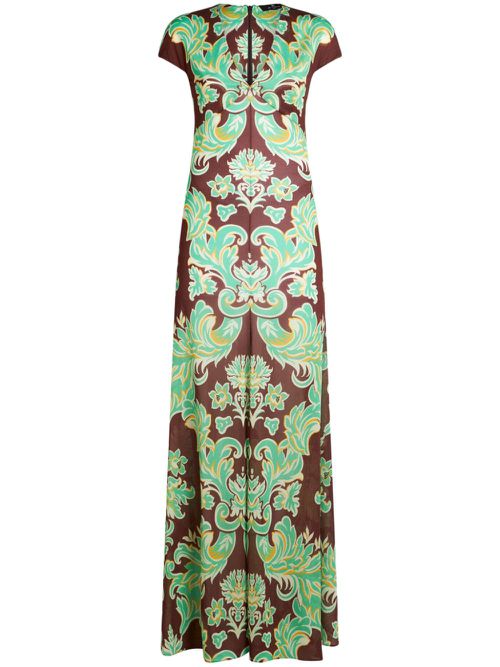 Graphic-print jersey dress - Green