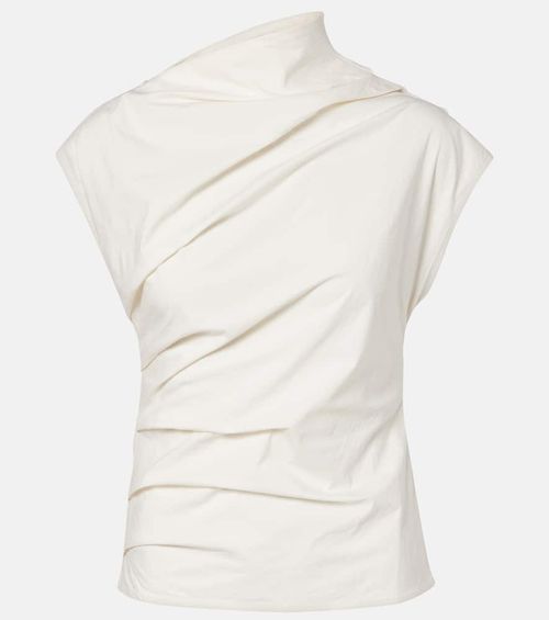 Ruched cotton-blend top
