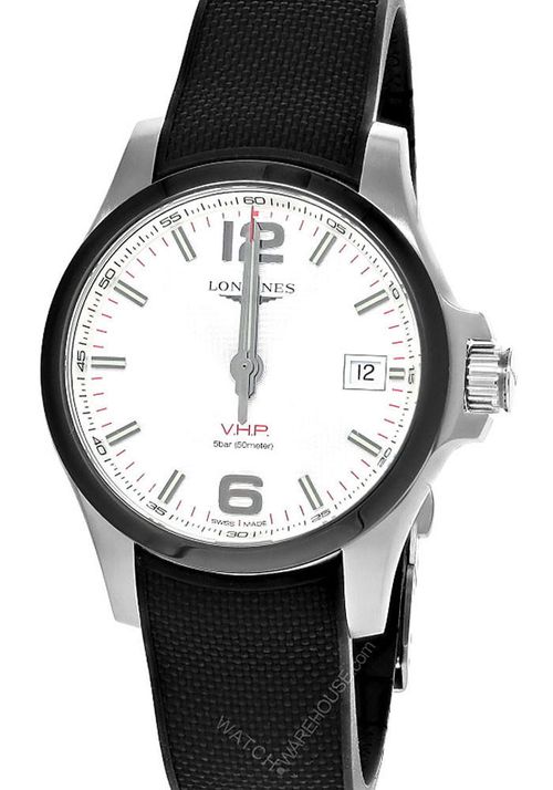 LONGINES Conquest V.H.P 41MM Quartz Black Rubber Men's Watch L3.719.4.76.9 / L37194769