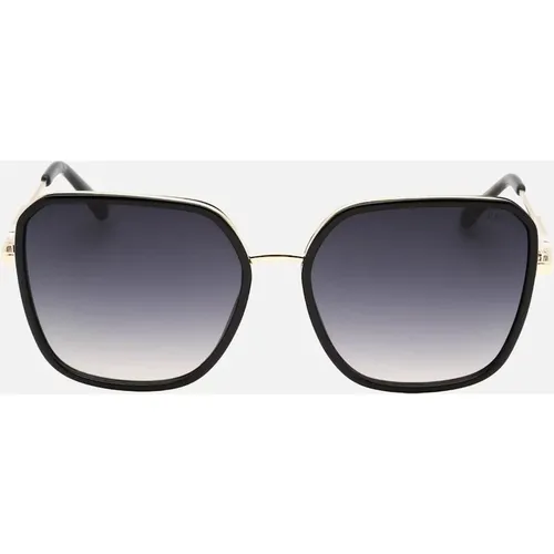 Women's Guess Gradient Smoke Lens Shiny Black Sunglasses - Size: ONE size