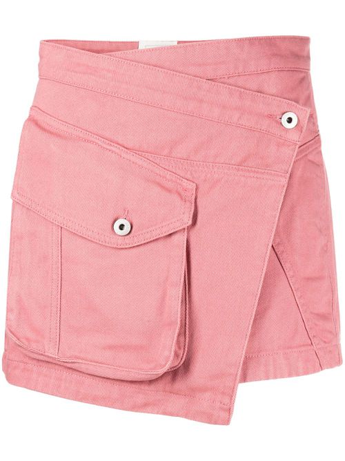 Asymmetric cargo-pocket miniskirt - Pink