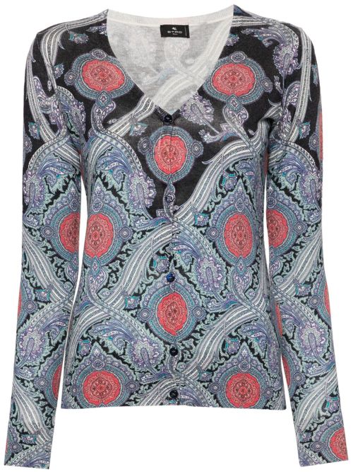 Paisley-print cardigan - Blue