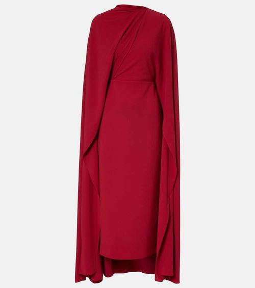 Neolitsea caped crêpe cocktail dress