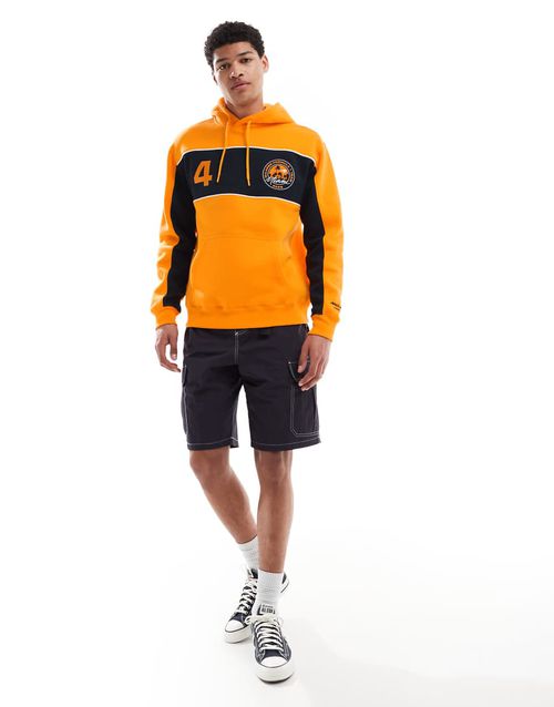 Hollister vintage relaxed F1 logo panel detail pull on hoodie in orange