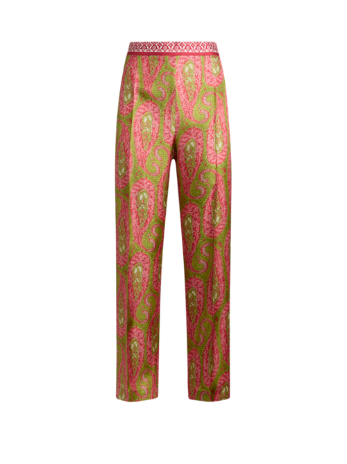 Bootcut Trousers With Placed Paisley Foliage Print