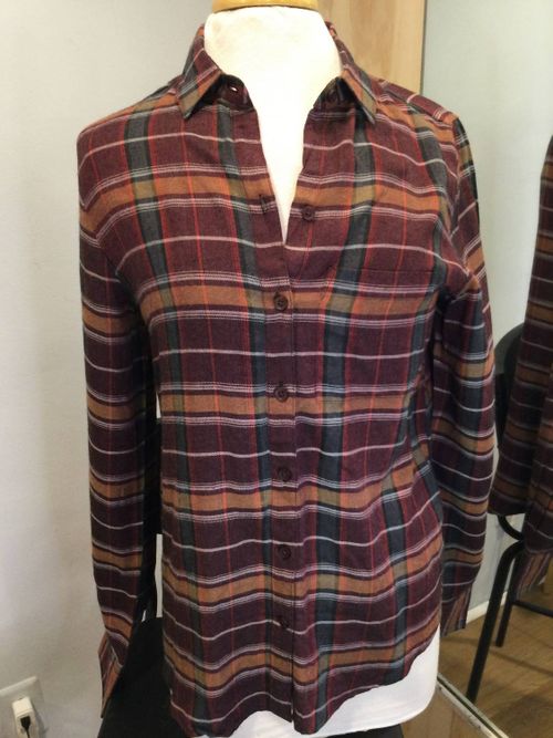Women's Charley Plaid Button Down Shirt In Berry Smash