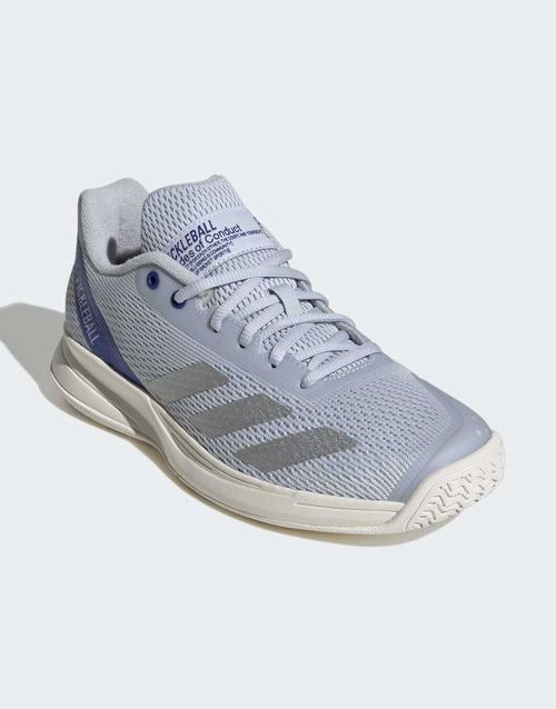 Courtflash pickleball shoes in blue and silver metallic