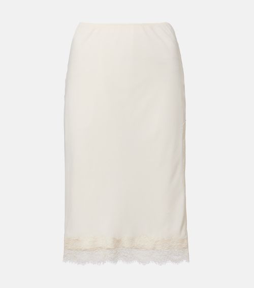 Róhe Lace-trimmed satin slip skirt
