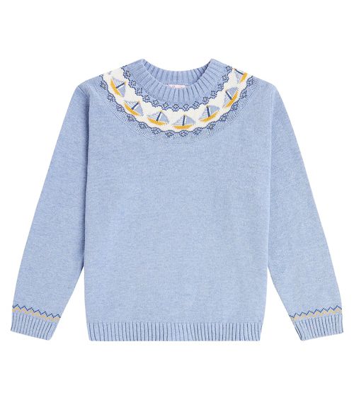 Intarsia cotton sweatshirt