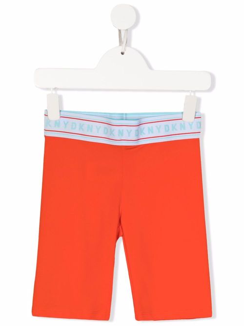 TEEN logo-waist cycling shorts - Orange