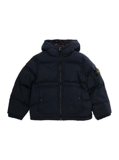 Hooded Padded Down Jacket — Navy