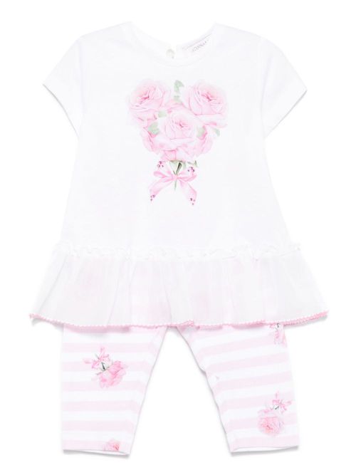 Rose-print trouser set - Pink
