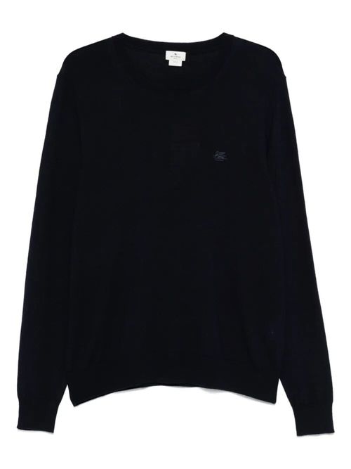 Navy Blue Logo Woolen Sweater