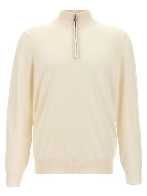 Cashmere Half-Zip Sweater — White