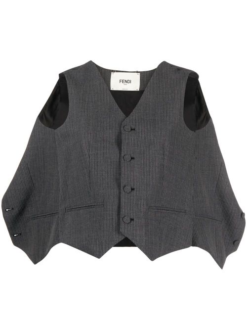Deconstructed pinstripe wool waistcoat - Grey