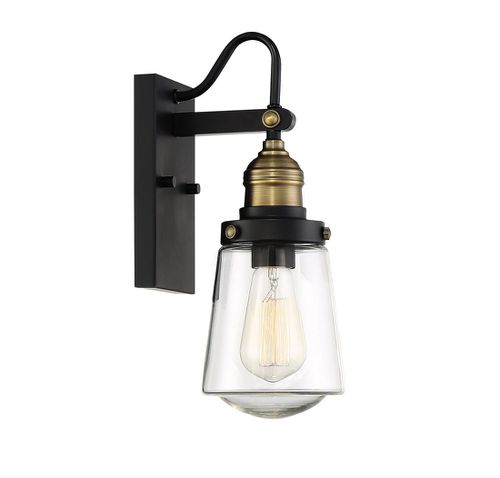 Savoy House Macauley 20.75" Outdoor Wall Lantern in Black/Warm Bras