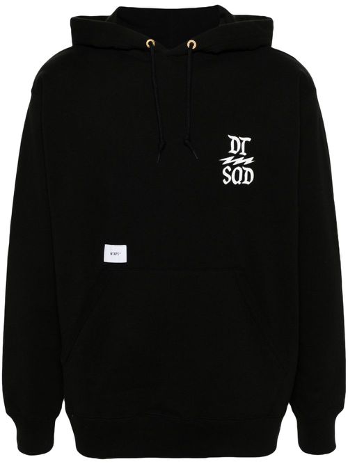 Logo-print cotton hoodie - BLACK