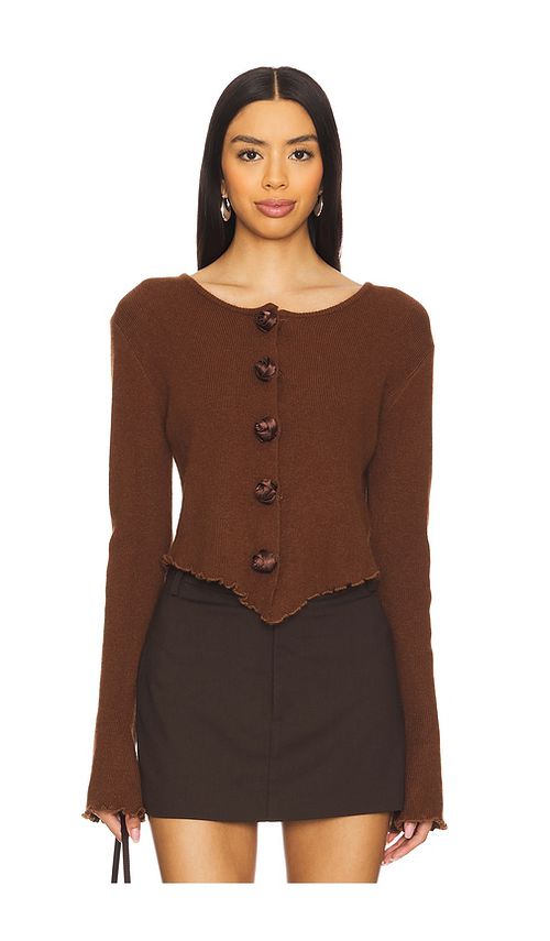 Bubish x REVOLVE Rosette Knit Cardigan in Chocolate. - S also in XS