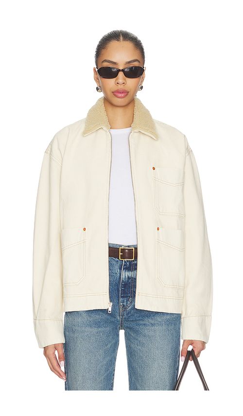 SLVRLAKE Casey Square Worker Jacket in Cream. L. Also in